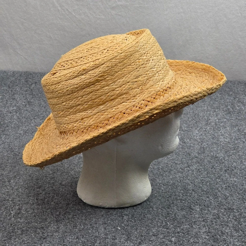 Vintage Cowboy Hat Straw Mens 7 1/4 Tan Stevens Raffia Western Rancher USA Made